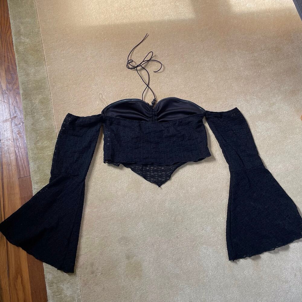 Windsor black lace Whimsigoth Fairy halter crop top Romantic Dark Feminine